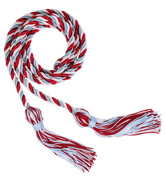 Red, Light Blue, and White Three Color Graduation Honor Cord