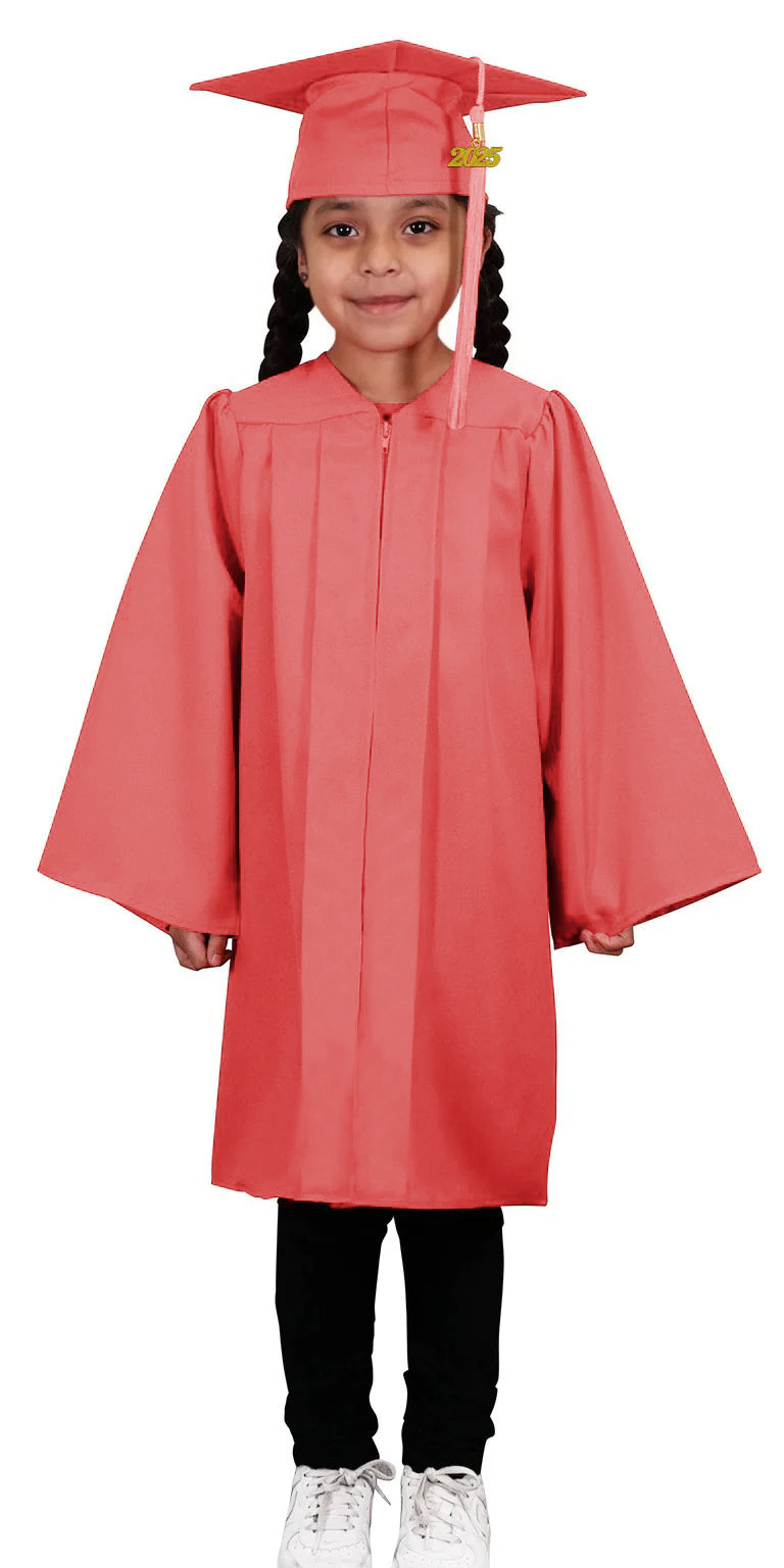 Child Matte Pink Graduation Cap & Gown - Preschool & Kindergarten