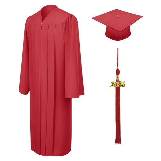 Matte Red Middle School Cap, Gown & Tassel