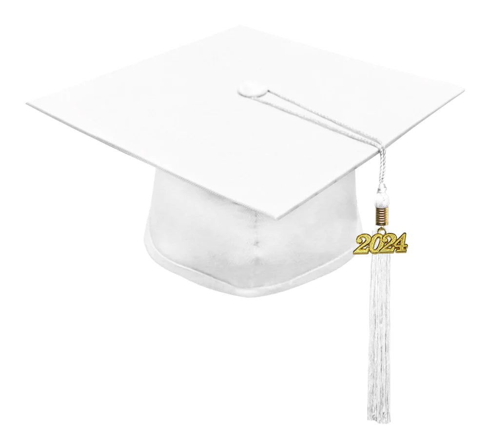 Matte White High School Graduation Cap and Gown