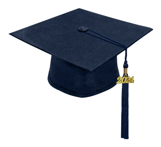 Matte Navy Blue Bachelors Degree Cap & Tassel - Graduation Caps