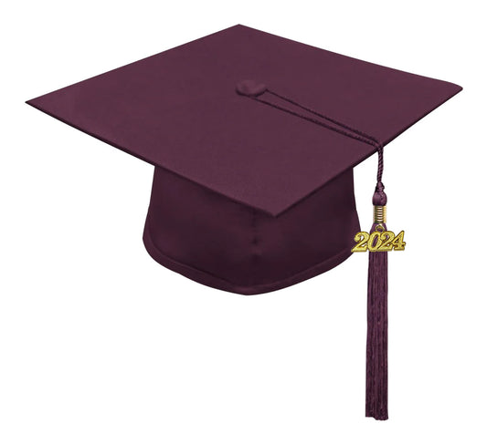 Matte Maroon Bachelors Degree Cap & Tassel - Graduation Caps