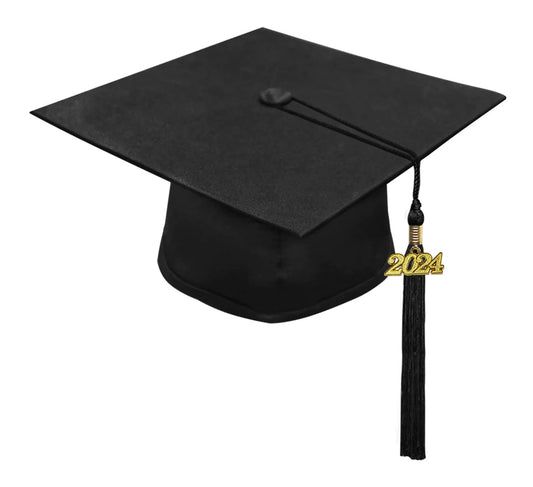 Matte Black Bachelors Degree Cap & Tassel - Graduation Caps