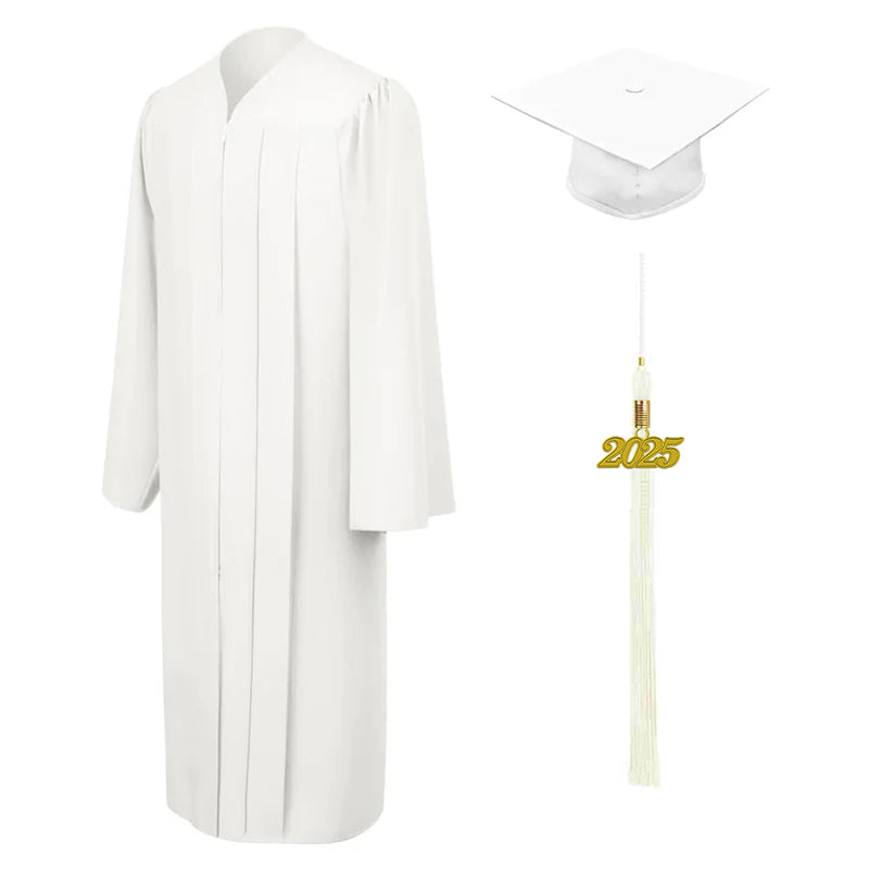 Matte White Elementary Cap, Gown & Tassel