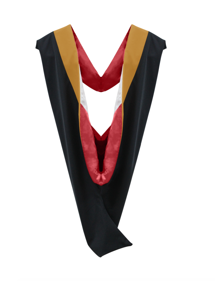 Deluxe Bachelors/Master Hood - Drab Velvet, Red & White