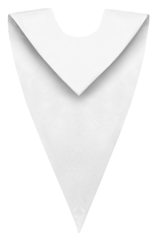 White Graduation V Stole - Graduation Cap and Gown